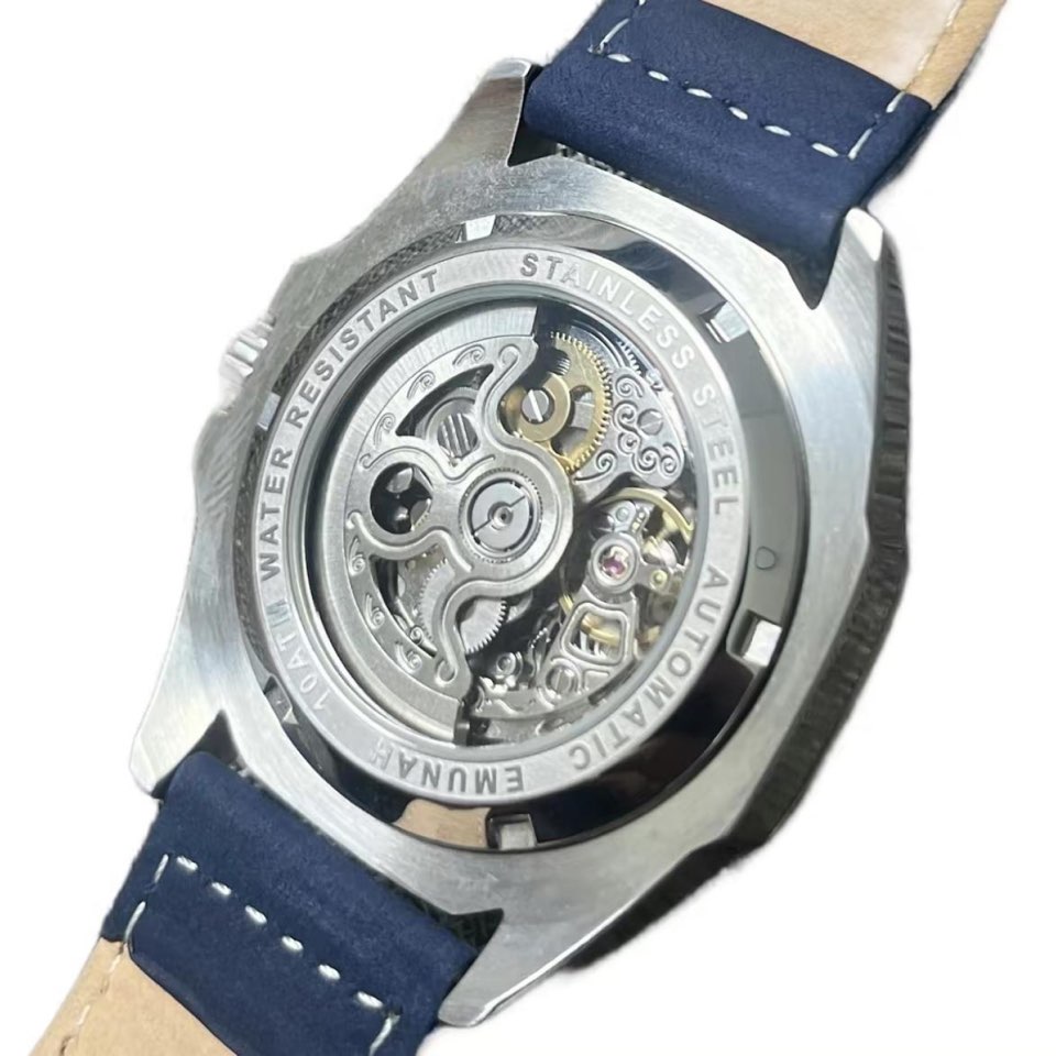 Photo of the back side of the Emunah EC3100 timepiece